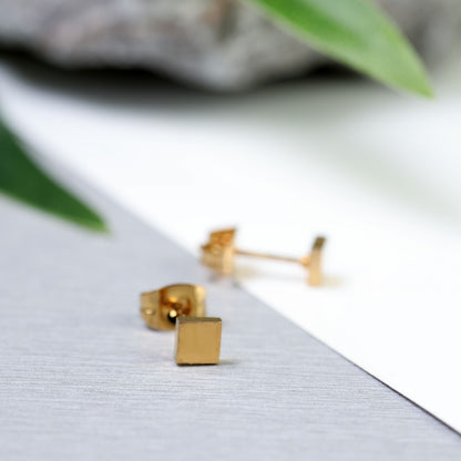 Box Shaped Stainless Steel Stud Earrings