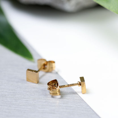 Box Shaped Stainless Steel Stud Earrings