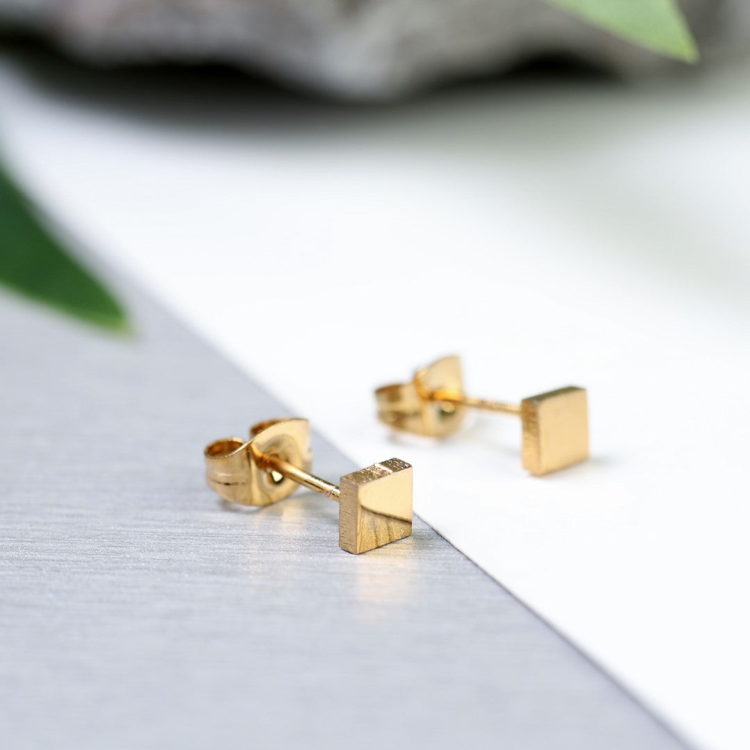 Box Shaped Stainless Steel Stud Earrings