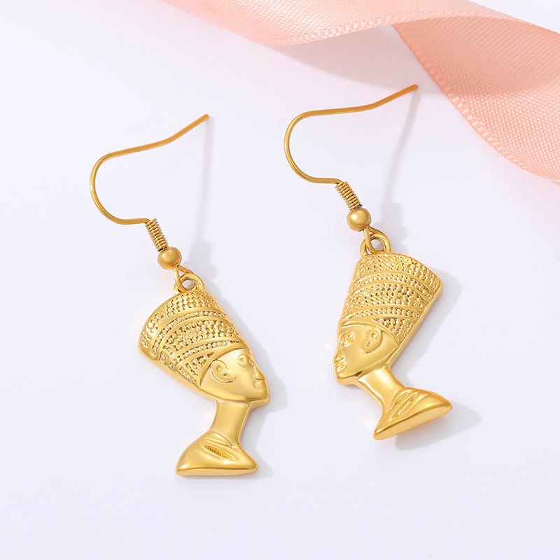 Egyptian Queen Nefertiti Earrings For Women in Gold