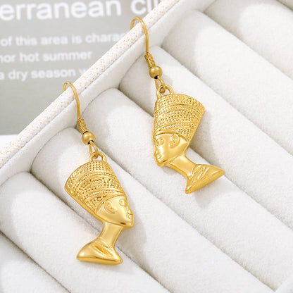 Egyptian Queen Nefertiti Earrings For Women in Gold