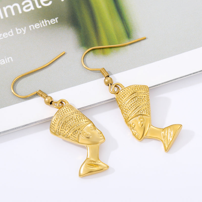 Egyptian Queen Nefertiti Earrings For Women in Gold