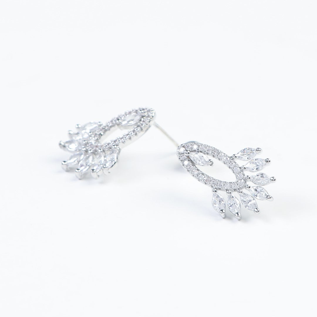 Floral Cubic Zirconia Stud Earrings