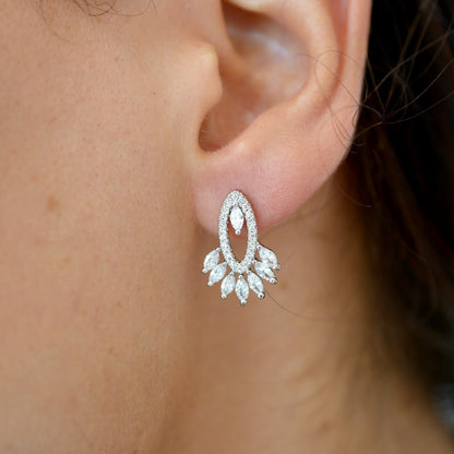 Floral Cubic Zirconia Stud Earrings