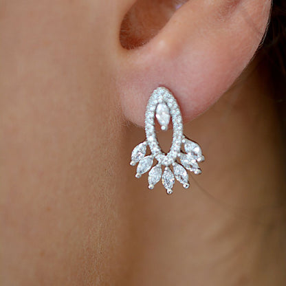 Floral Cubic Zirconia Stud Earrings