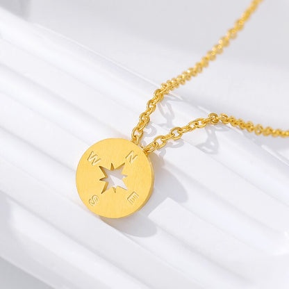 Travel Lover Necklace With Compass Pendant in Gold, Rose Gold & Silver