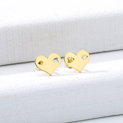 Heart & Hollow Arrow Stud Earrings in Gold, Silver & Rose Gold