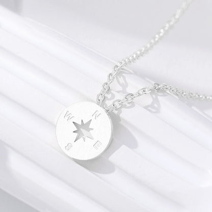 Travel Lover Necklace With Compass Pendant in Gold, Rose Gold & Silver