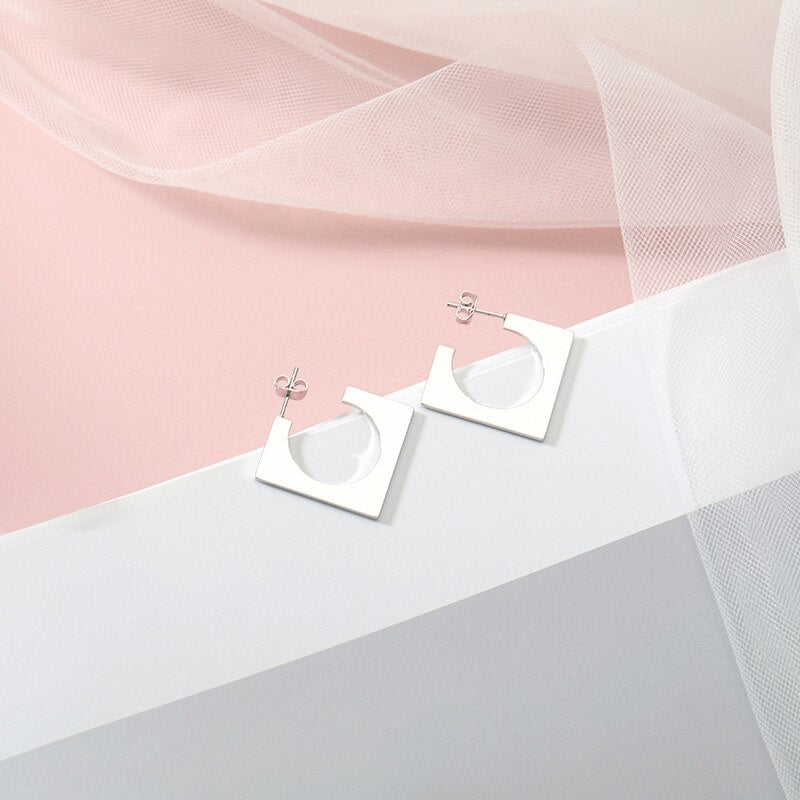 Minimal Geometric Stud Earrings in Gold, Rose Gold & Platinum