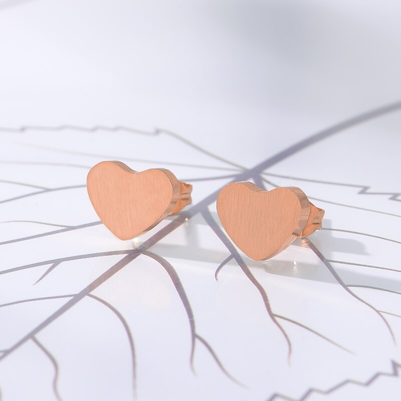 Heart-Shaped Stud Earrings for Women in Gold, Silver & Rose Gold