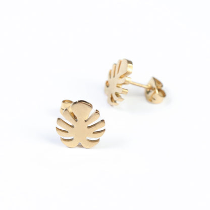 Palm Leaf Stainless Steel Stud Earrings