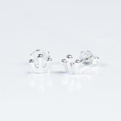 Princess Crown Sterling Silver Stud Earrings