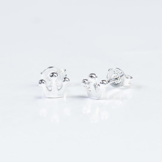 Princess Crown Sterling Silver Stud Earrings