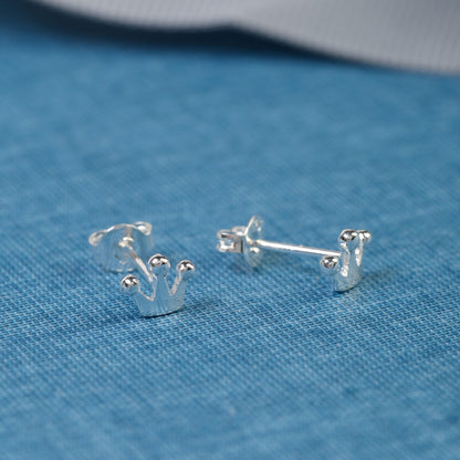 Princess Crown Sterling Silver Stud Earrings