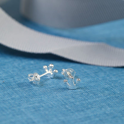 Princess Crown Sterling Silver Stud Earrings