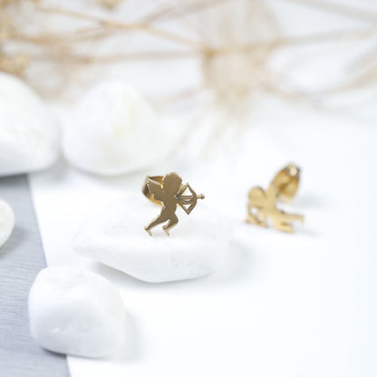 Small Cupid Stainless Steel Stud Earrings