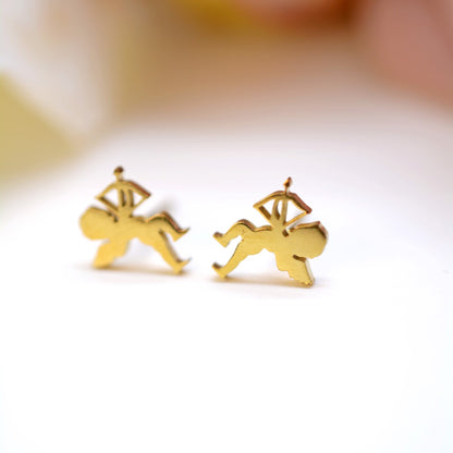 Small Cupid Stainless Steel Stud Earrings