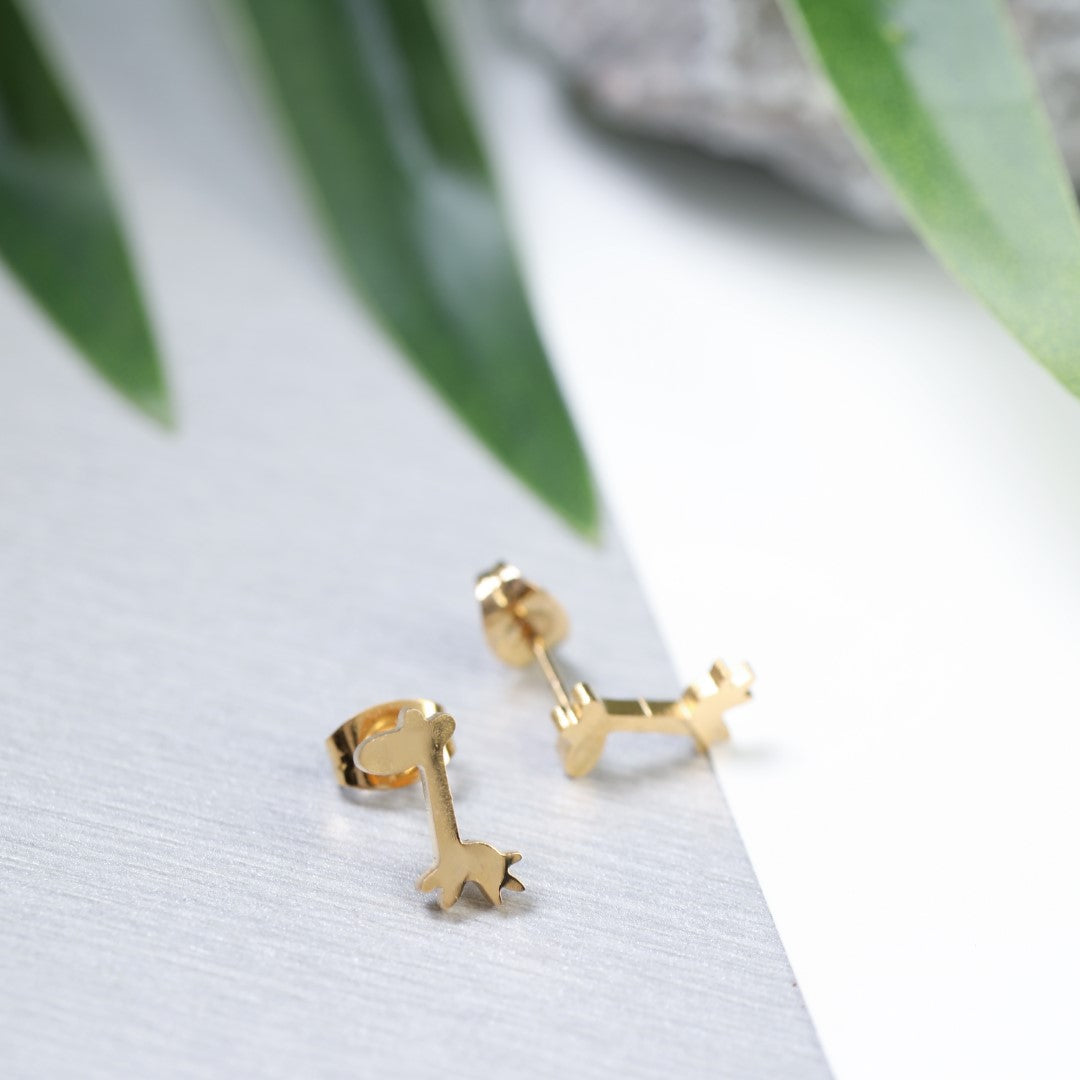 Small Giraffe Stainless Steel Stud Earrings