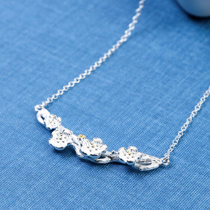 Tiny Daisy Flower Shaped Sterling Silver Princess Necklace