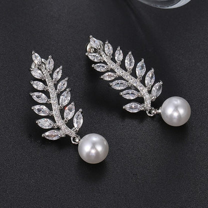 Wedding-Pearl-And-Leaf-Cubic-Zirconia-Drop-Earrings- (12)