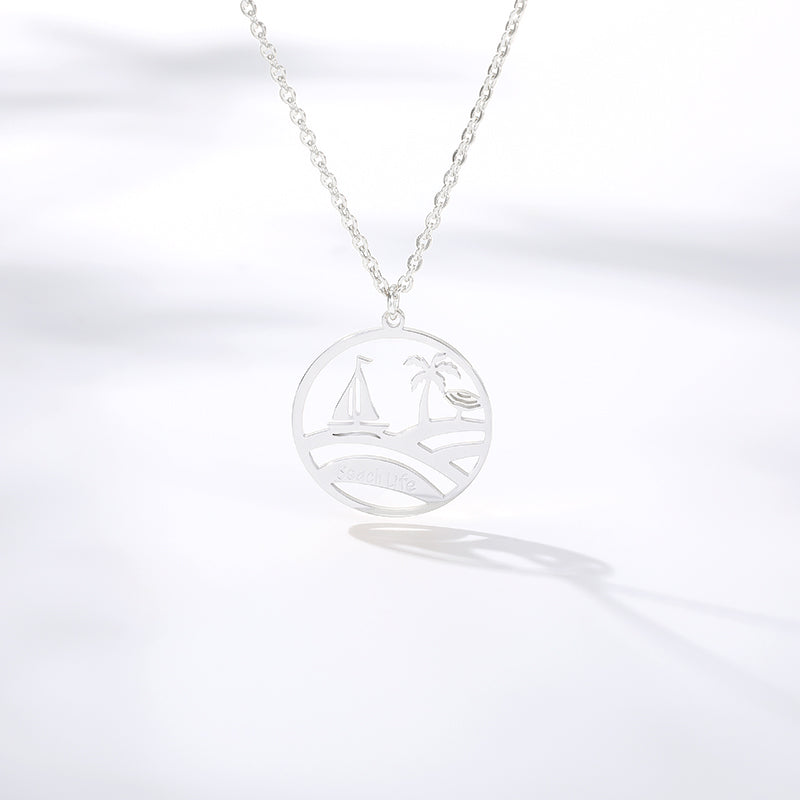 Beach Life Pendant Women's Necklace in Gold, Rose Gold & Silver