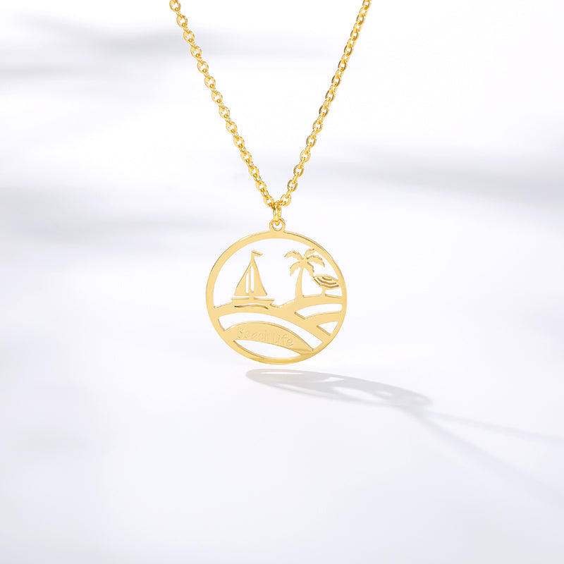 Beach Life Pendant Women's Necklace in Gold, Rose Gold & Silver