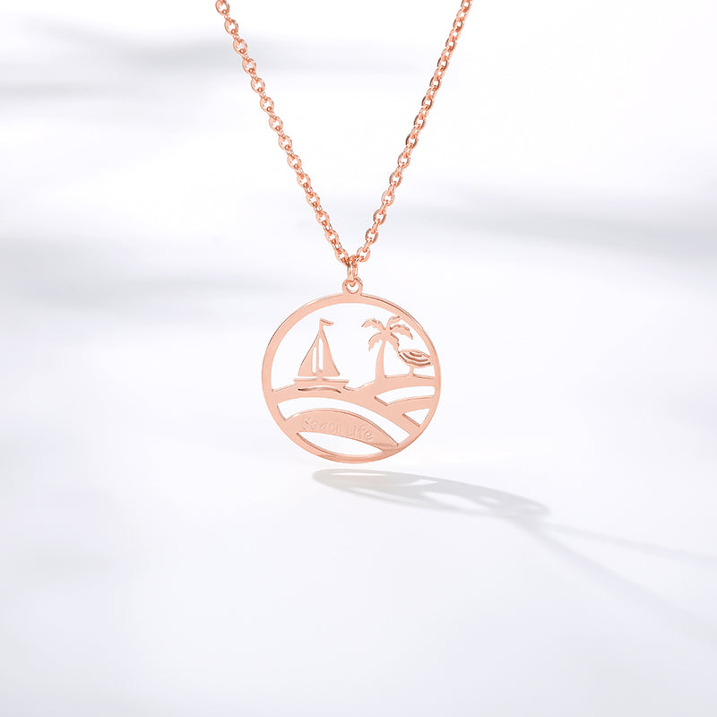 Beach Life Pendant Women's Necklace in Gold, Rose Gold & Silver