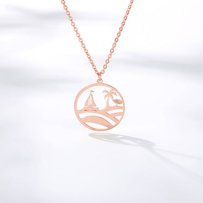 Beach Life Pendant Women's Necklace in Gold, Rose Gold & Silver