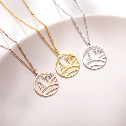 Beach Life Pendant Women's Necklace in Gold, Rose Gold & Silver