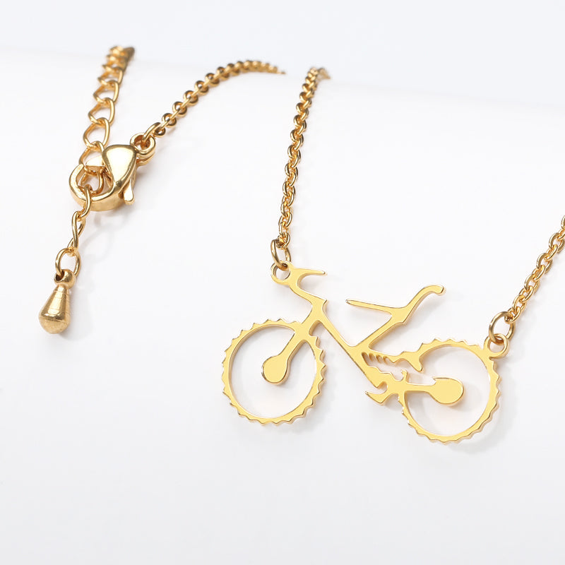 Bicycle Pendant Women's Necklace in Gold, Rose Gold & Silver