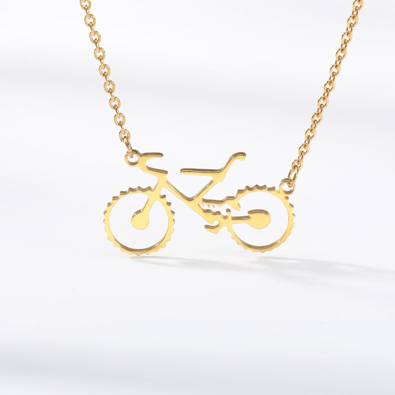 Bicycle Pendant Women's Necklace in Gold, Rose Gold & Silver