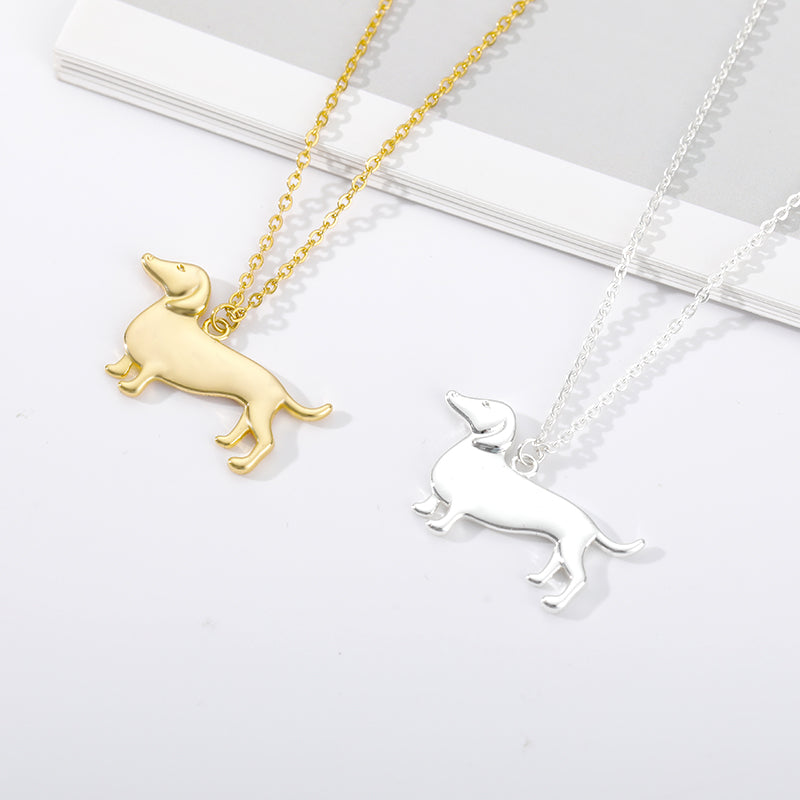 Dachshund Shaped Women's Necklace & Pendant in Gold & Silver