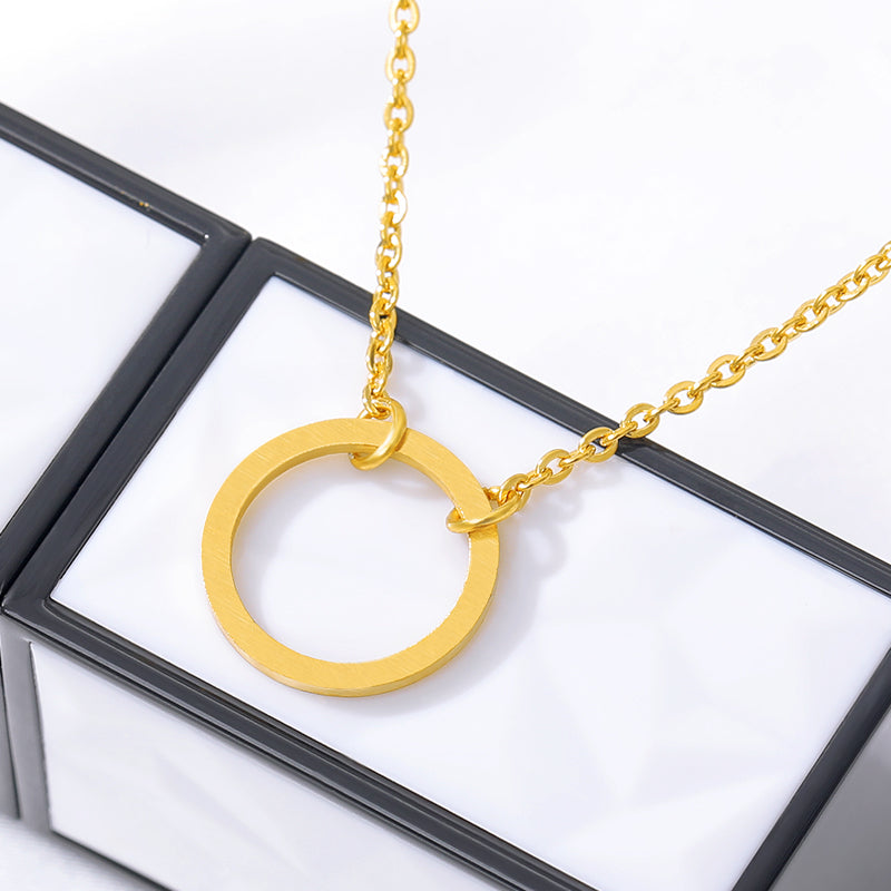 Minimal Necklace With Circle Eternity Pendant in Gold, Rose Gold & Silver