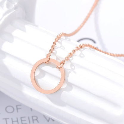 Minimal Necklace With Circle Eternity Pendant in Gold, Rose Gold & Silver