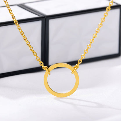 Minimal Necklace With Circle Eternity Pendant in Gold, Rose Gold & Silver