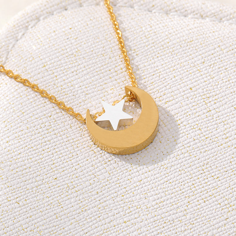 Moon & Star Women's Necklace in Gold & Silver