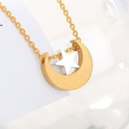 Moon & Star Women's Necklace in Gold & Silver