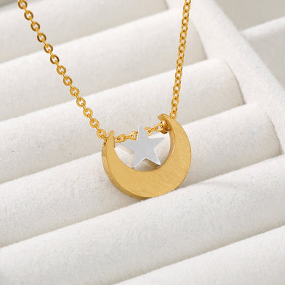 Moon & Star Women's Necklace in Gold & Silver