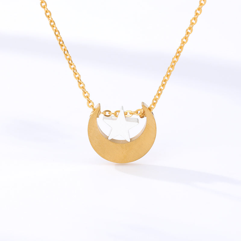 Moon & Star Women's Necklace in Gold & Silver