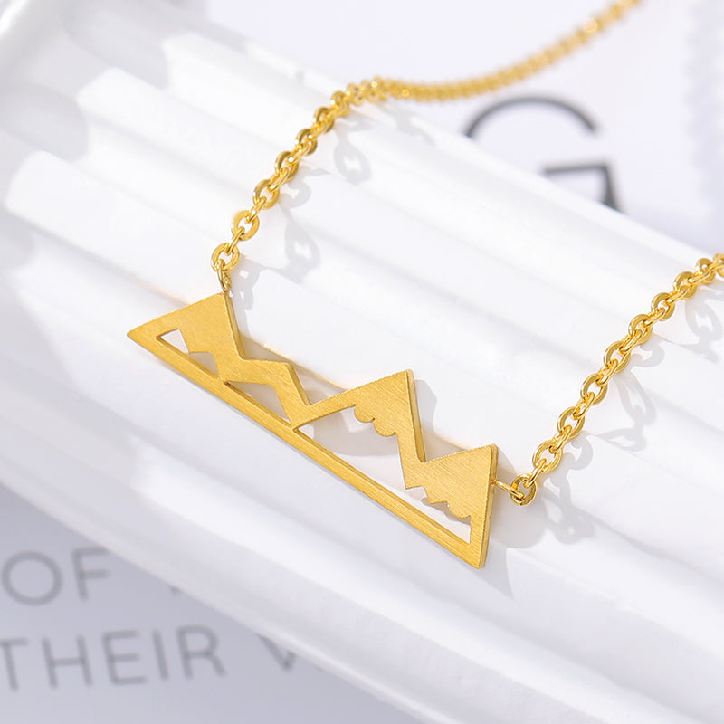 Mountain Shaped Women's Pendant & Necklace in Gold, Silver & Rose Gold