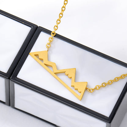 Mountain Shaped Women's Pendant & Necklace in Gold, Silver & Rose Gold