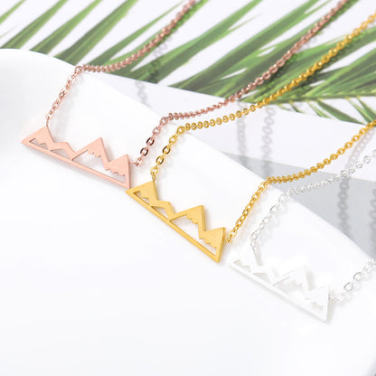 Mountain Shaped Women's Pendant & Necklace in Gold, Silver & Rose Gold