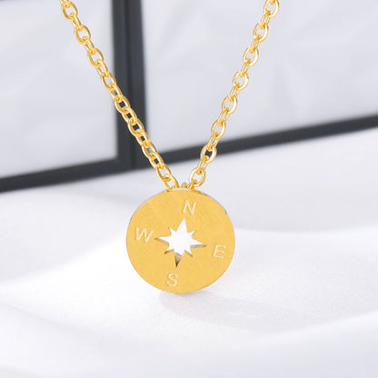 Travel Lover Necklace With Compass Pendant in Gold, Rose Gold & Silver