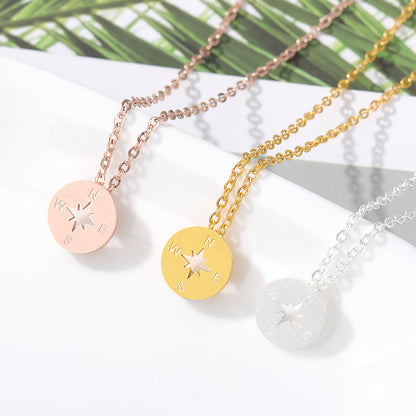 Travel Lover Necklace With Compass Pendant in Gold, Rose Gold & Silver