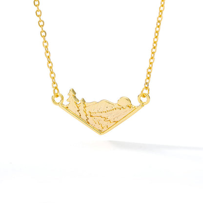 Triangle Mountain Sunrise Women's Necklace in Gold & Silver