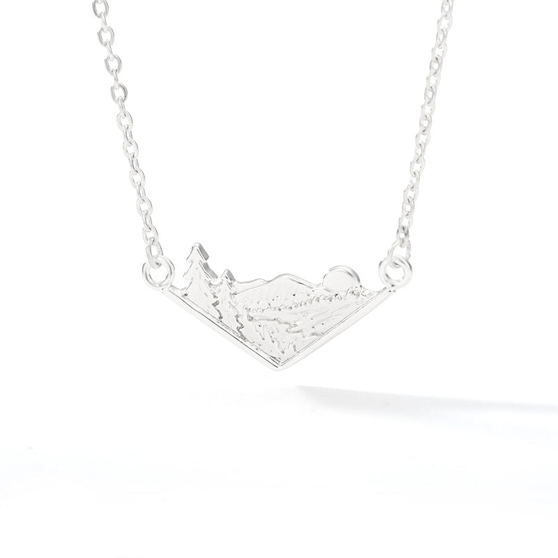 Triangle Mountain Sunrise Women's Necklace in Gold & Silver