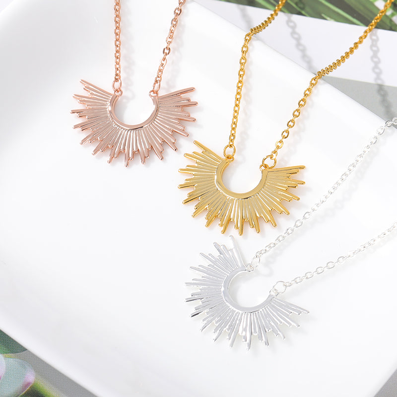 Unique Sunshine Women's Necklace in Gold, Silver & Rose Gold